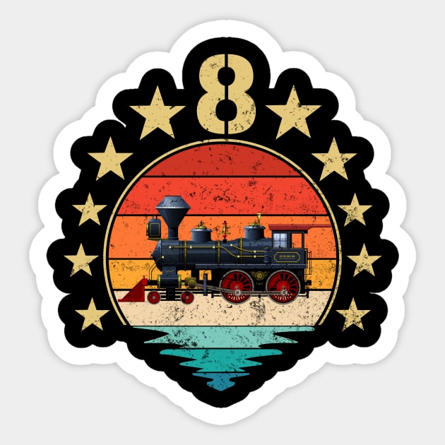 Vintage I'm 8 Years Old Locomotive Train 8th Birthday Sticker by OHC t-shirt